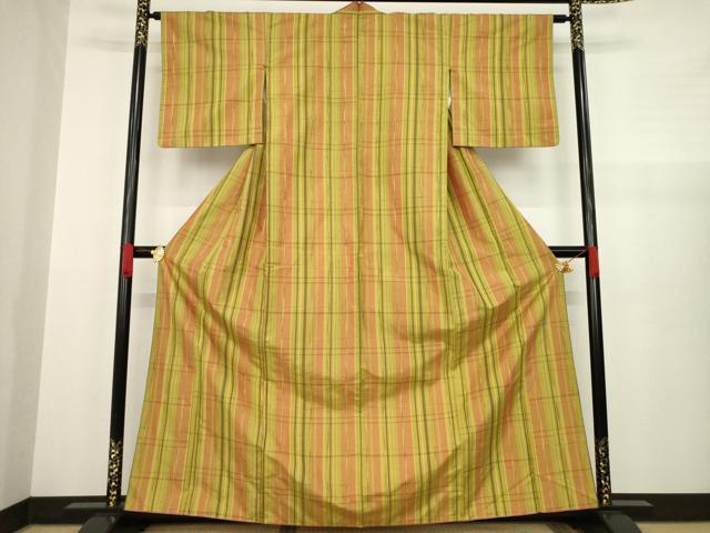 平和屋着物●上質な紬 縞 正絹 逸品 AABA4823ck