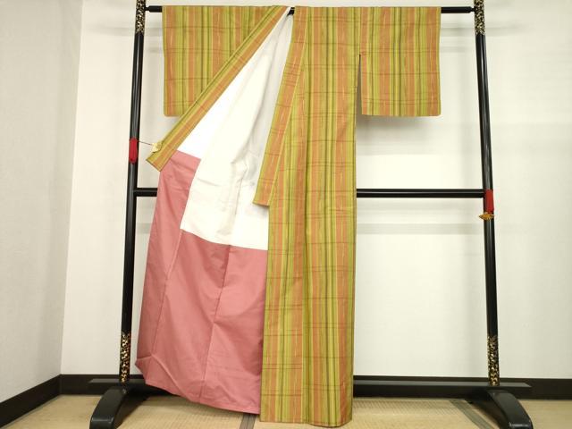 平和屋着物●上質な紬 縞 正絹 逸品 AABA4823ck