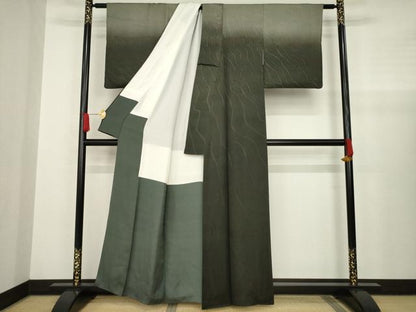 平和屋着物●訪問着 ろうけつ染め 流水文 暈し染め 正絹 逸品 AABA4855ck