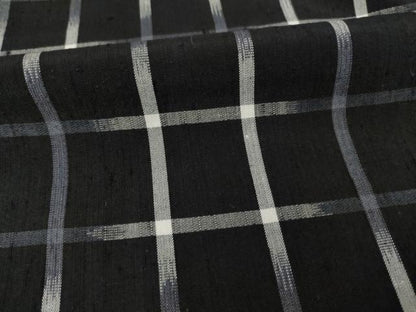 平和屋着物●上質な紬 井桁 正絹 逸品 AABA4862ck