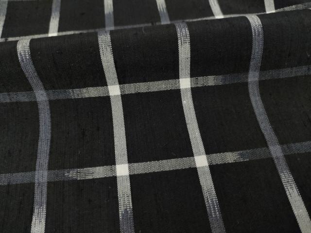 平和屋着物●上質な紬 井桁 正絹 逸品 AABA4862ck