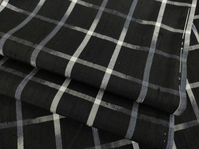 平和屋着物●上質な紬 井桁 正絹 逸品 AABA4862ck