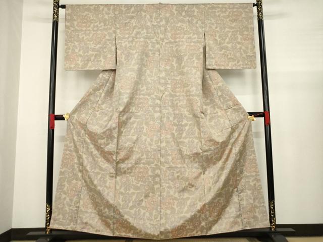 平和屋着物●本場大島紬 草花文 正絹 逸品 AABA4867ck
