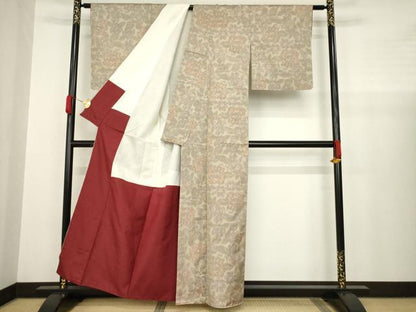 平和屋着物●本場大島紬 草花文 正絹 逸品 AABA4867ck