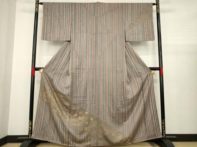 平和屋着物●訪問着 絞り 更紗花唐草文 金彩 正絹 逸品 AABA4876ck