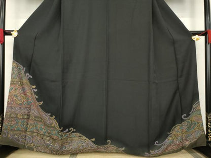 平和屋着物●訪問着　ペイズリー柄　更紗　金彩　正絹　逸品　AABA4877ck