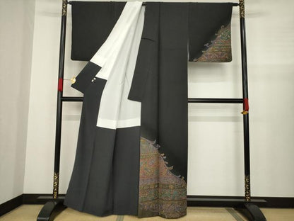 平和屋着物●訪問着　ペイズリー柄　更紗　金彩　正絹　逸品　AABA4877ck