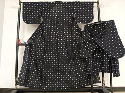 平和屋着物●久留米絣　単衣　アンサンブル　綿　逸品　AABA4926np