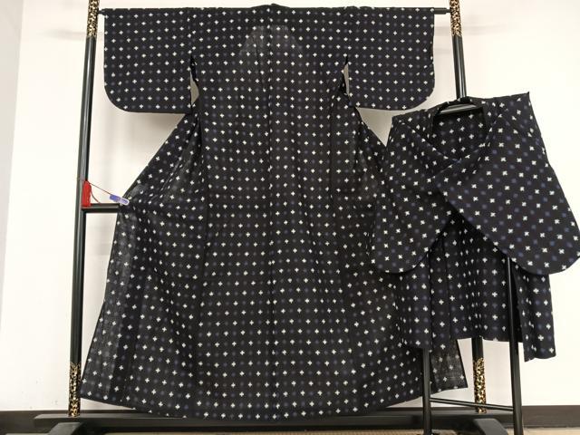 平和屋着物●久留米絣　単衣　アンサンブル　綿　逸品　AABA4926np