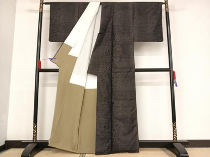 平和屋着物●本場大島紬 流水文 正絹 逸品 AABA4930np
