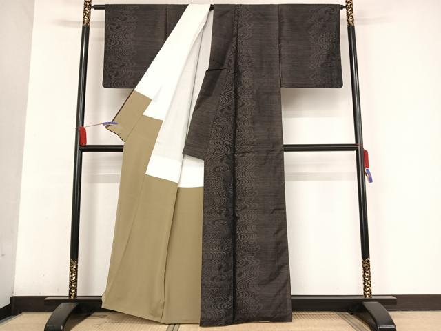 平和屋着物●本場大島紬 流水文 正絹 逸品 AABA4930np