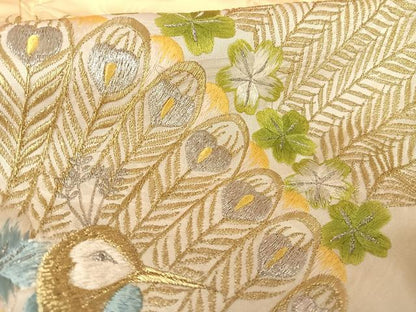 平和屋着物●訪問着　総刺繍　孔雀文　暈し染め　金銀糸　正絹　逸品　AABH4565ck