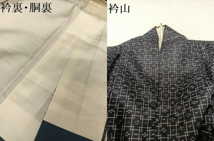 平和屋着物●本場琉球絣　紬　花格子文　正絹　逸品　AABA4937np
