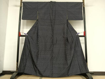 平和屋着物●本場琉球絣　紬　花格子文　正絹　逸品　AABA4937np