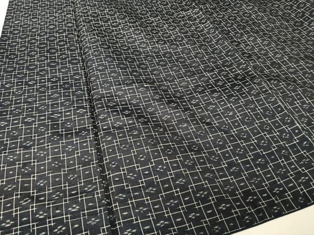 平和屋着物●本場琉球絣　紬　花格子文　正絹　逸品　AABA4937np