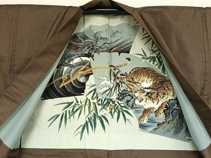 平和屋着物●男性　本場大島紬　アンサンブル　100亀甲　総詰め　正絹　逸品　AABA4942np