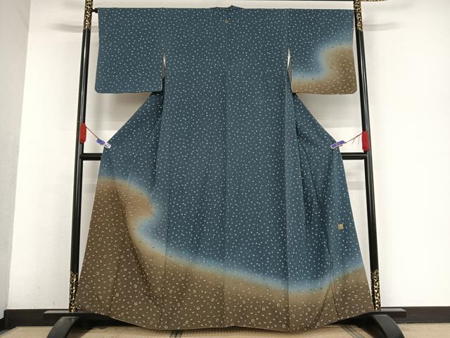 平和屋着物●岩井半四郎 歌舞伎役者 日本舞踊家 訪問着 舞扇花文 暈し染め 金彩 正絹 逸品 AABA4945np