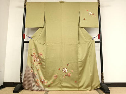 平和屋着物●訪問着　花蝶丸文　暈し染め　金彩　正絹　逸品　AABA4948np