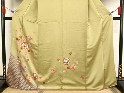平和屋着物●訪問着　花蝶丸文　暈し染め　金彩　正絹　逸品　AABA4948np