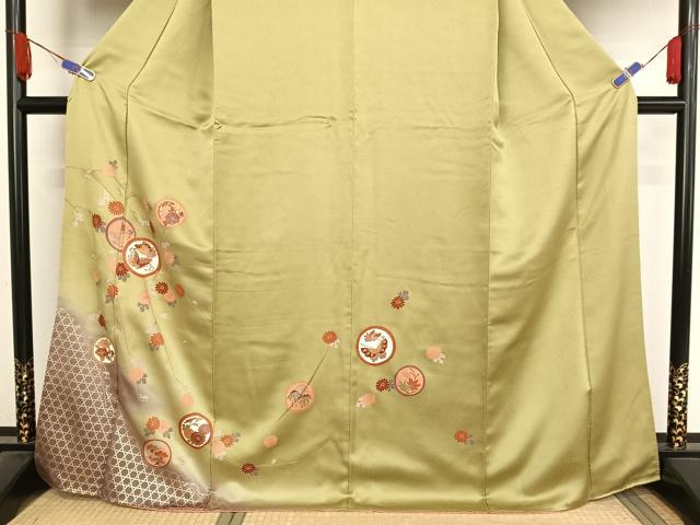 平和屋着物●訪問着　花蝶丸文　暈し染め　金彩　正絹　逸品　AABA4948np