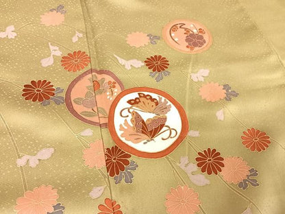平和屋着物●訪問着　花蝶丸文　暈し染め　金彩　正絹　逸品　AABA4948np