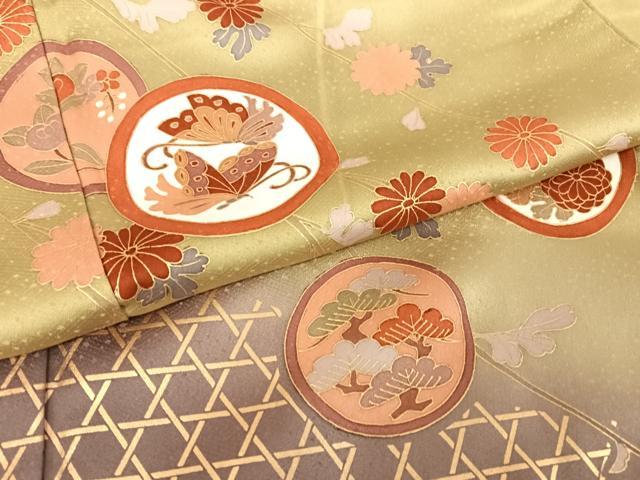平和屋着物●訪問着　花蝶丸文　暈し染め　金彩　正絹　逸品　AABA4948np