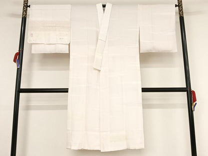 平和屋着物●皇室献上工場謹製 富岡製糸場 長襦袢 無双仕立て 霞文 丹後ちりめん 確氷製糸謹製 反端付き 正絹 逸品 未使用 AABA4950np