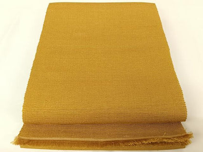 平和屋着物●本場黄八丈　八寸名古屋帯　山吹茶色　正絹　逸品　AABA4958np