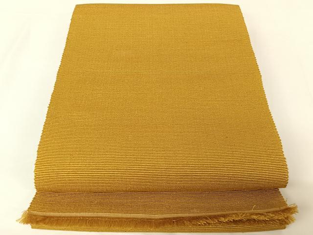 平和屋着物●本場黄八丈　八寸名古屋帯　山吹茶色　正絹　逸品　AABA4958np