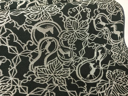平和屋着物●人間国宝 南部芳松 突彫り 全通柄袋帯 創作絵図 瓢箪に馬 黒地 銀糸 正絹 逸品 AABA4959np