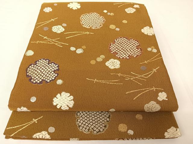 平和屋着物●西陣 織文意匠鈴木 福楽錦 六通柄袋帯 唐織 舞花 敷松葉 金糸 正絹 逸品 AABA4963np