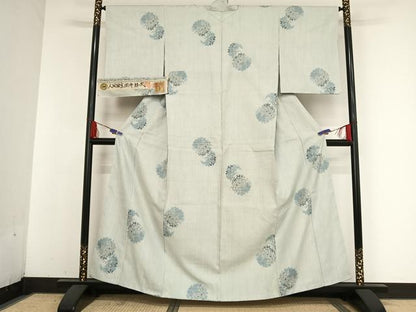 平和屋着物●人間国宝　田中林次　本場結城紬　重要無形文化財　100亀甲　飛び亀甲　雪輪花文　結城苑　証紙付き　正絹　逸品　AABA4977np