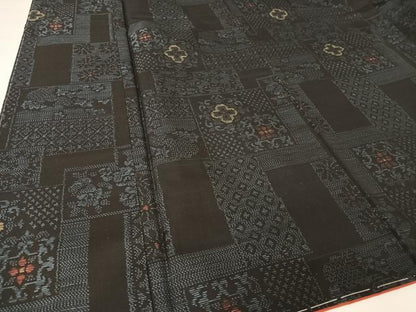平和屋着物●本場大島紬 色紙花文 やまと誂製 正絹 逸品 未使用 AABA4978np
