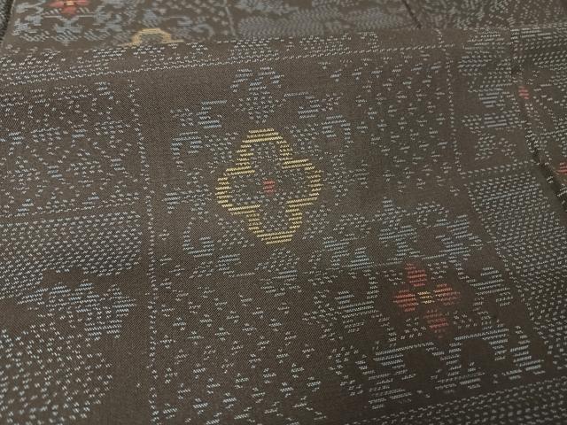平和屋着物●本場大島紬 色紙花文 やまと誂製 正絹 逸品 未使用 AABA4978np
