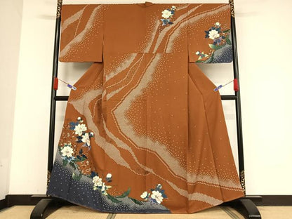 平和屋着物●訪問着　草花文　正絹　逸品　未使用　AABA4995np