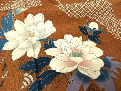 平和屋着物●訪問着　草花文　正絹　逸品　未使用　AABA4995np