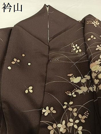 平和屋着物●銀座きしや　訪問着　駒刺繍　色紙草花文　滅紫色　金糸　金彩　正絹　逸品　AABA4996np