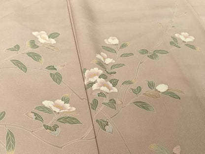 平和屋着物●訪問着　友禅　作家物　枝花文　銀座おゝぎ屋扱い　正絹　逸品　AABA5006np