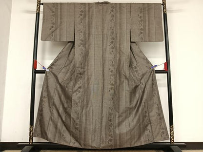平和屋着物●本場大島紬　カタス9マルキ　葡萄蔦の葉文　正絹　逸品　AABA5007np