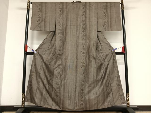 平和屋着物●本場大島紬　カタス9マルキ　葡萄蔦の葉文　正絹　逸品　AABA5007np