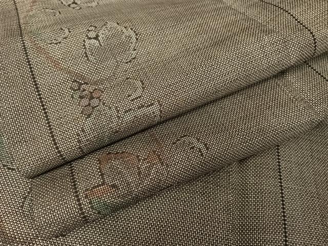 平和屋着物●本場大島紬　カタス9マルキ　葡萄蔦の葉文　正絹　逸品　AABA5007np