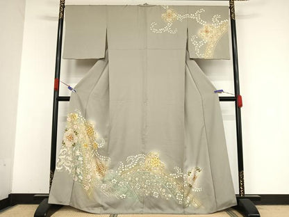 平和屋着物●訪問着　駒刺繍　正倉院花文　暈し染め　金糸　金彩　正絹　逸品　AABA5017np