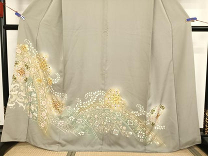 平和屋着物●訪問着　駒刺繍　正倉院花文　暈し染め　金糸　金彩　正絹　逸品　AABA5017np
