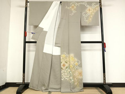 平和屋着物●訪問着　駒刺繍　正倉院花文　暈し染め　金糸　金彩　正絹　逸品　AABA5017np