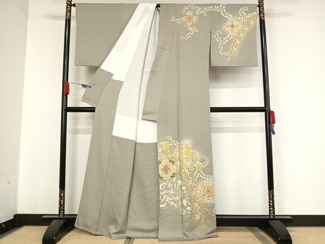 平和屋着物●訪問着　駒刺繍　正倉院花文　暈し染め　金糸　金彩　正絹　逸品　AABA5017np