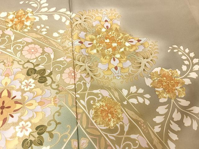平和屋着物●訪問着　駒刺繍　正倉院花文　暈し染め　金糸　金彩　正絹　逸品　AABA5017np