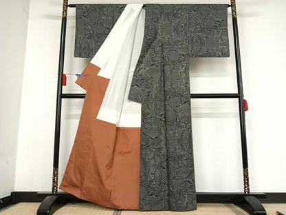 平和屋着物●本場大島紬 カタス7マルキ 風景文 正絹 逸品 AABA5019np