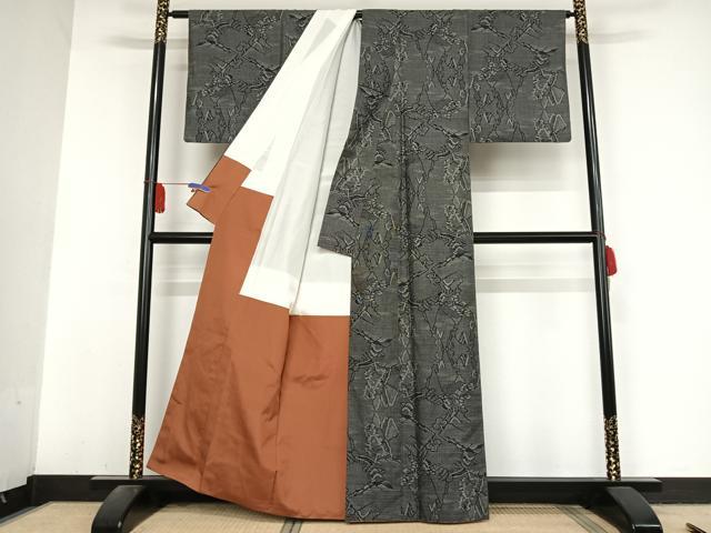 平和屋着物●本場大島紬 カタス7マルキ 風景文 正絹 逸品 AABA5019np