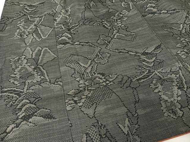 平和屋着物●本場大島紬 カタス7マルキ 風景文 正絹 逸品 AABA5019np