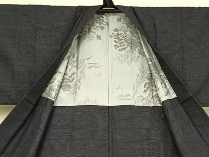 平和屋着物●男性 結城紬 アンサンブル 80亀甲 正絹 逸品 AABA5023np